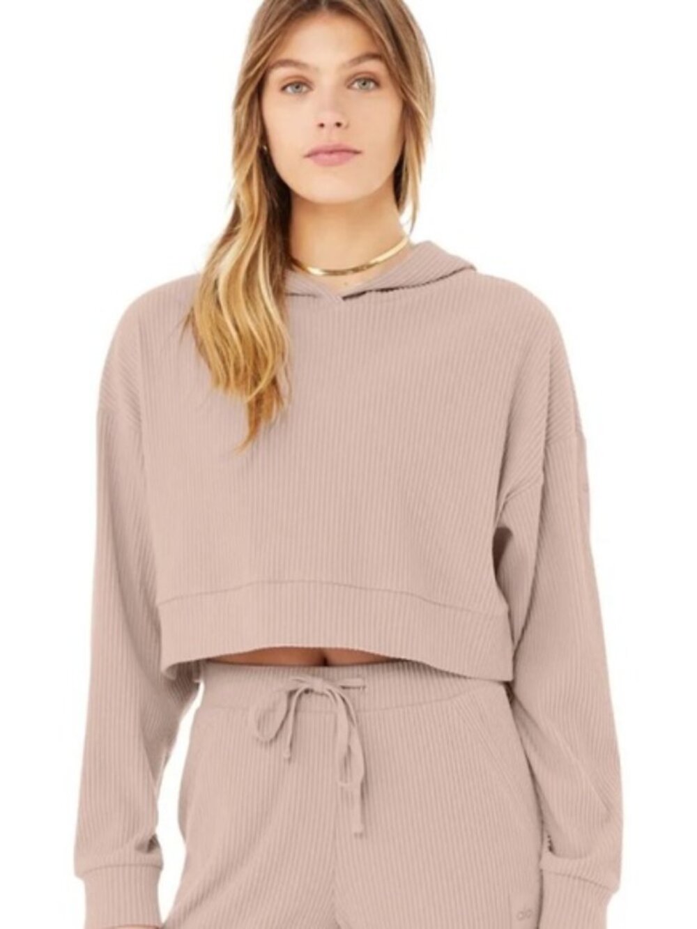 Alo Muse Cropped Hoodie (Dusty Pink)